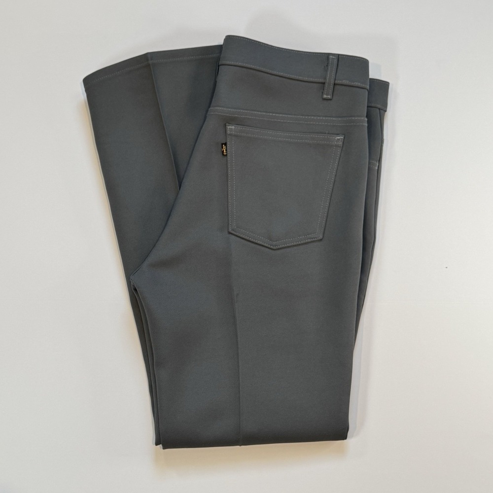 VTG Levis 517 Sta-Prest Bootcut Gray Charcoal Polyester Pants W38 L30 Black Tab